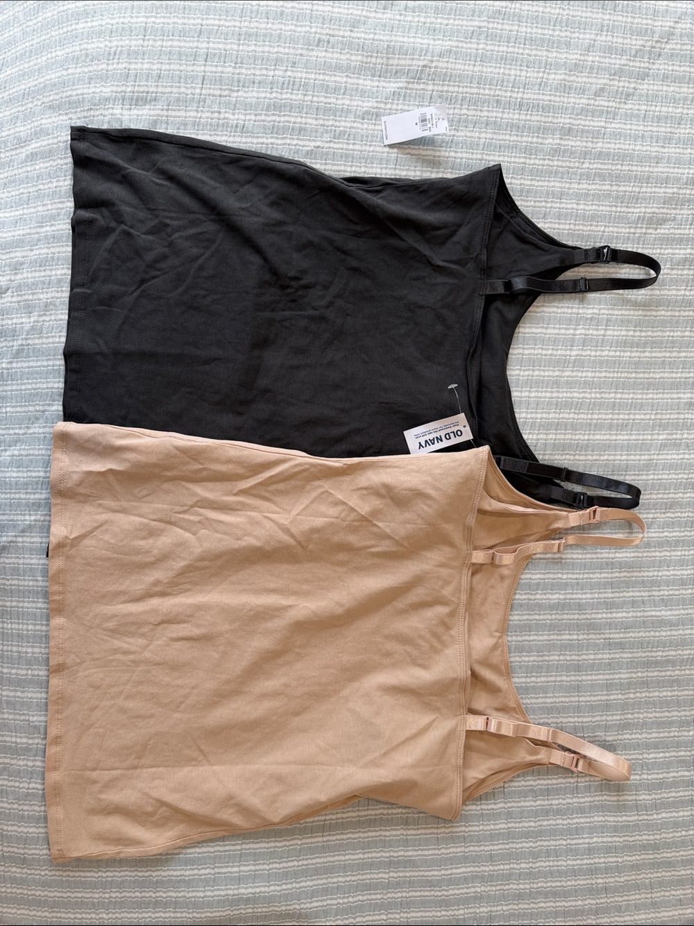NWT Old Navy Maternity Dark Gray & Nude Nursing Tank Tops with Adjustable Straps - Picture 3 of 4